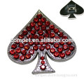 Zinc Alloy Red Rhinestone Ace of Hearts Rivets Metal Accessories for Pet Collars